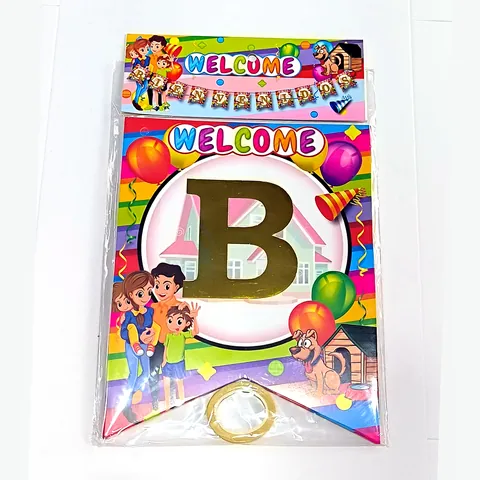 Banderín Bienvenido niños, en su empaque