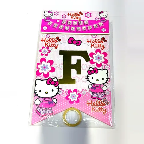 Banderín Feliz Cumpleaños Hello Kitty, en su empaque