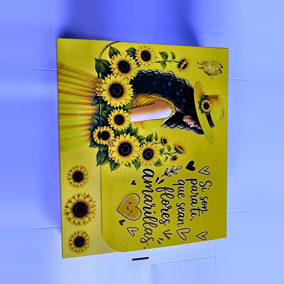 Caja decorativa de girasoles Flores amarillas