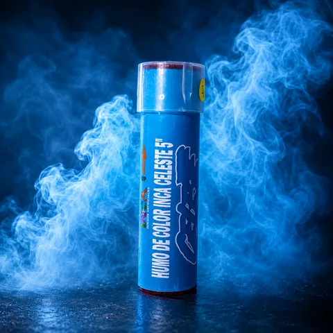 Humo de colores celeste