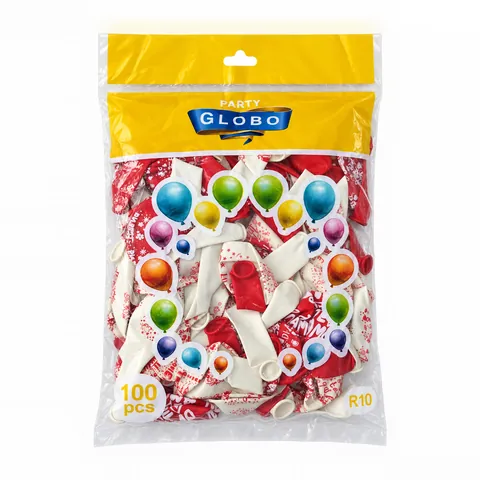 Globos estampados R10 x100, en su empaque