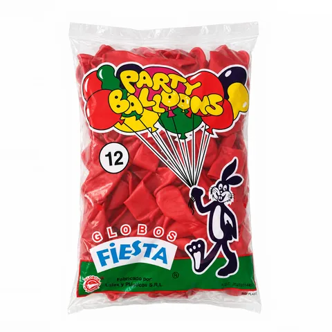 Globos N°12 Party Balloons rojo, en su empaque