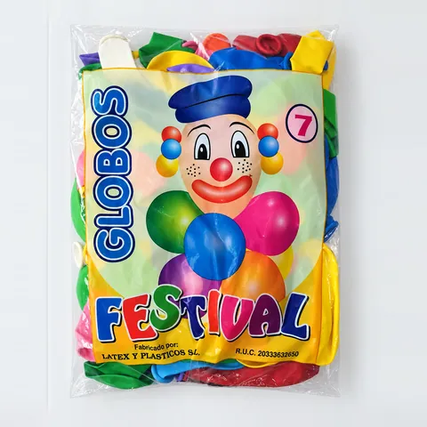 Globos N°7 Festival color surtido, en su empaque