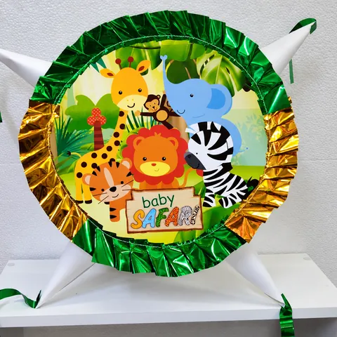 Piñata Baby Safari con bordes metálicos