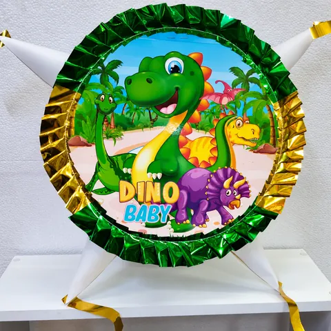 Piñata Dino Baby con bordes metálicos