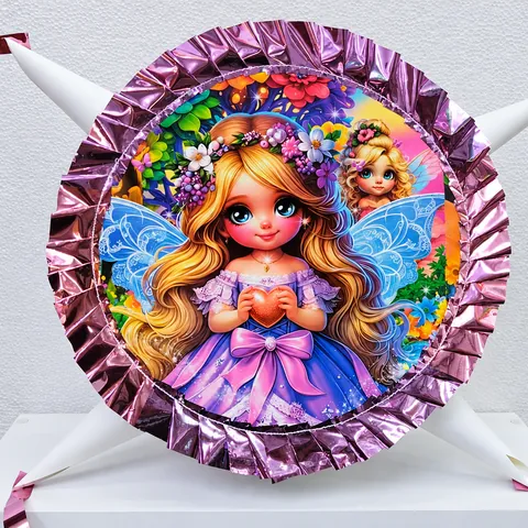 Piñata Princesa hada con bordes metálicos