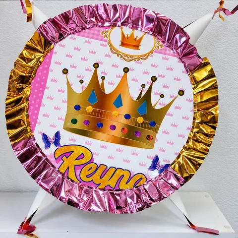Piñata Reyna con bordes metálicos