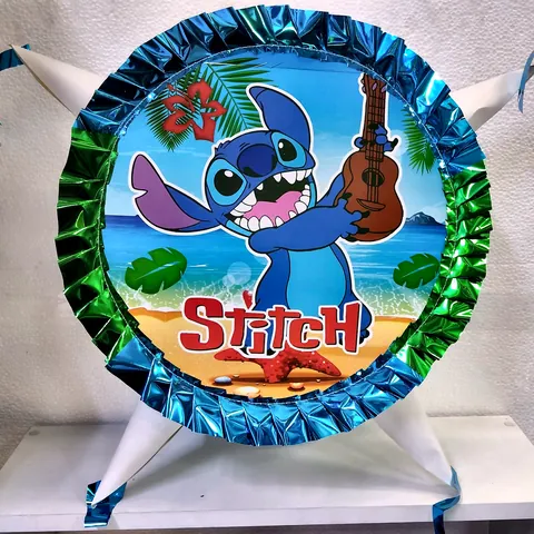 Piñata Stitch con bordes metálicos