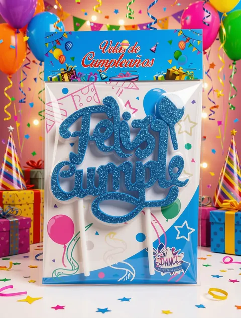 Vela Feliz Cumpleaños azul