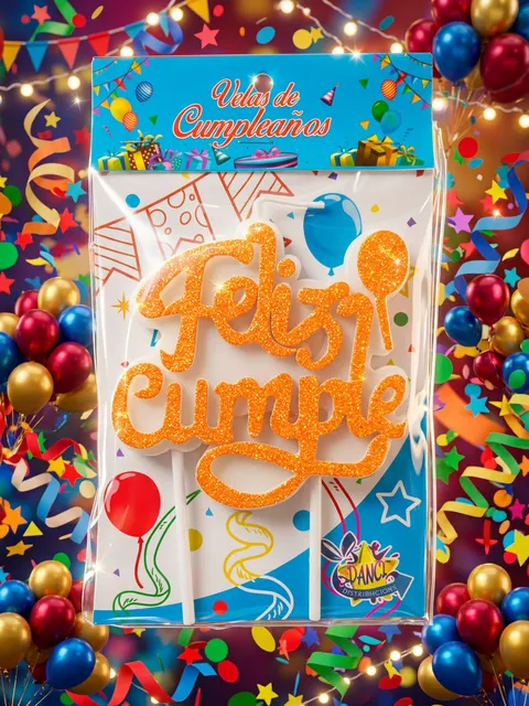 Vela Feliz Cumpleaños naranja
