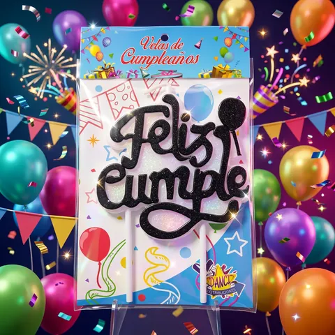 Vela Feliz Cumpleaños negro