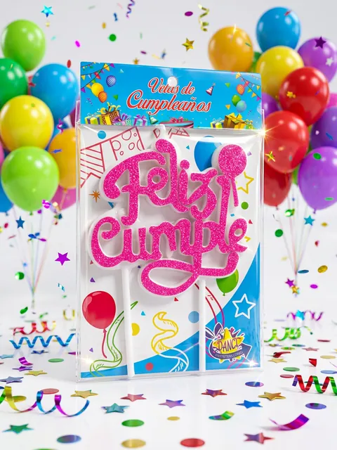 Vela Feliz Cumpleaños rosado neón