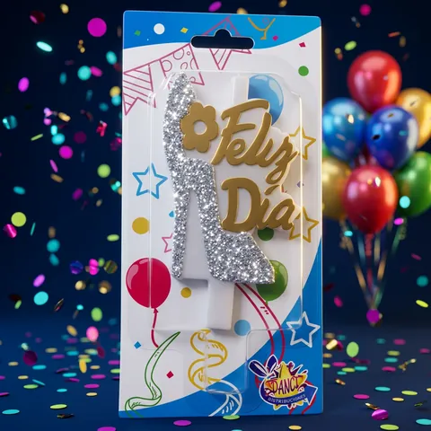 Vela tacón Feliz Día blanco