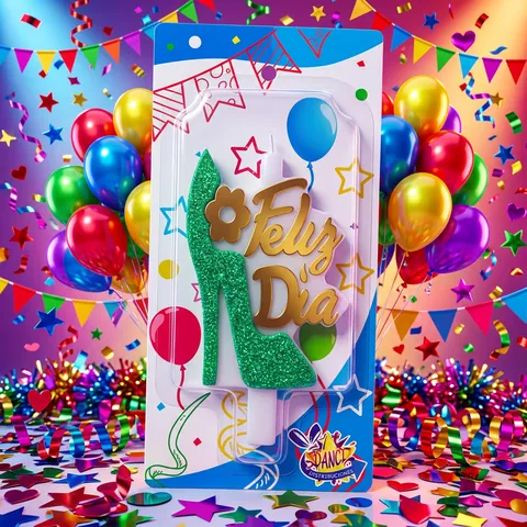 Vela tacón Feliz Día verde